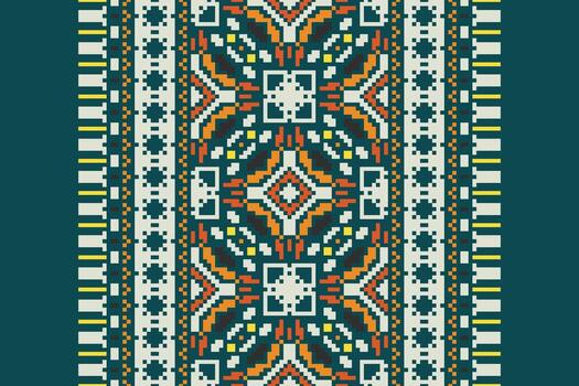 Churidar Pattern Seamless Mughal architecture Motif embroidery, Pixel Ikat embroidery Design for Print tie dyeing pillowcase sambal puri kurti mughal architecture vector
