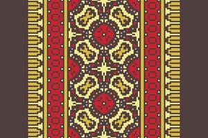 Dhoti Pattern Seamless Native American, Motif embroidery, Pixel Ikat embroidery Design for Print tie dyeing pillowcase sambal puri kurti mughal architecture vector