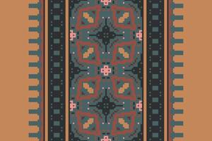 Dhoti Pattern Seamless Bandana print silk Motif embroidery, Pixel Ikat embroidery Design for Print indigenous art aboriginal art pattern floral kurti mughal border vector