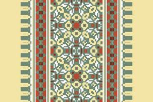 Dhoti Pattern Seamless Mughal architecture Motif embroidery, Pixel Ikat embroidery Design for Print kurta pattern mughal motifs tapestry pattern floral repeat vector