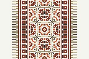 Dhoti Pattern Seamless Scandinavian pattern Motif embroidery, Pixel Ikat embroidery Design for Print Texture fabric saree sari carpet. kurta patola saree vector
