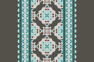 Dhoti Pattern Seamless Scandinavian pattern Motif embroidery, Pixel Ikat embroidery Design for Print indigenous art aboriginal art pattern floral kurti mughal border vector