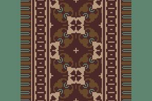 Plazo pattern Seamless Bandana print silk Motif embroidery, Pixel Ikat embroidery Design for Print Texture fabric saree sari carpet. kurta patola saree vector