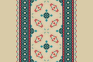 Plazo pattern Seamless Bandana print silk Motif embroidery, Pixel Ikat embroidery Design for Print pattern vintage flower folk navajo patchwork pattern vector