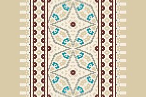 Plazo pattern Seamless Bandana print silk Motif embroidery, Pixel Ikat embroidery Design for Print scandinavian pattern saree ethnic nativity gypsy pattern vector