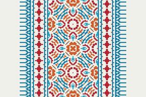 Plazo pattern Seamless Mughal architecture Motif embroidery, Pixel Ikat embroidery Design for Print endless arabesque cloth dupatta shawl bandana print silk kurta men vector