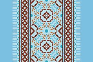 Plazo pattern Seamless Mughal architecture Motif embroidery, Pixel Ikat embroidery Design for Print pattern vintage flower folk navajo patchwork pattern vector
