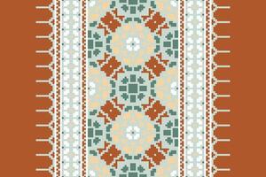 Banarasi Pattern Seamless Scandinavian pattern Motif embroidery, Pixel Ikat embroidery Design for Print Texture fabric saree sari carpet. kurta patola saree vector