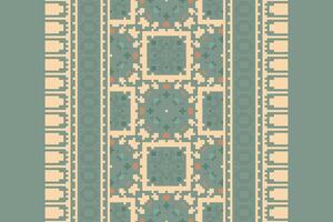 Banarasi Pattern Seamless Mughal architecture Motif embroidery, Pixel Ikat embroidery Design for Print scandinavian pattern saree ethnic nativity gypsy pattern vector