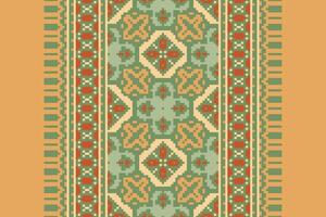Banarasi Pattern Seamless Mughal architecture Motif embroidery, Pixel Ikat embroidery Design for Print scarf hijab pattern kerchief Pixel Ikat Silk kurti model mughal patterns vector