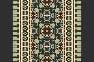 Banarasi Pattern Seamless Mughal architecture Motif embroidery, Pixel Ikat embroidery Design for Print tapestry floral kimono repeat pattern lacing spanish motif vector