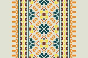 Kurti Pattern Seamless Bandana print silk Motif embroidery, Pixel Ikat embroidery Design for Print scandinavian pattern saree ethnic nativity gypsy pattern vector