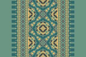 Kurti Pattern Seamless Mughal architecture Motif embroidery, Pixel Ikat embroidery Design for Print indonesian batik motif embroidery native american kurta mughal design vector