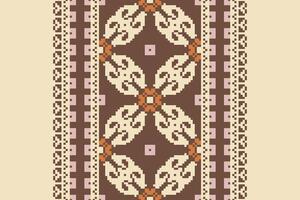 Kurti Pattern Seamless Mughal architecture Motif embroidery, Pixel Ikat embroidery Design for Print tapestry floral kimono repeat pattern lacing spanish motif vector
