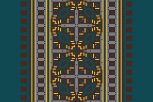 Kurti Pattern Seamless Mughal architecture Motif embroidery, Pixel Ikat embroidery Design for Print border embroidery ancient egypt vector