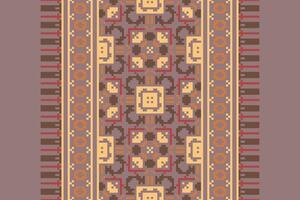 Kurti Pattern Seamless Mughal architecture Motif embroidery, Pixel Ikat embroidery Design for Print figure tribal ink on cloth patola sari vector
