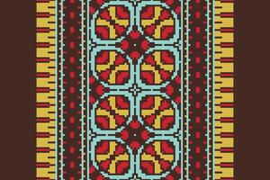Kurti Pattern Seamless Mughal architecture Motif embroidery, Pixel Ikat embroidery Design for Print scandinavian pattern saree ethnic nativity gypsy pattern vector