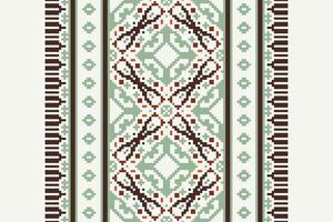 Ghagra Pattern Seamless Mughal architecture Motif embroidery, Pixel Ikat embroidery Design for Print Texture fabric saree sari carpet. kurta patola saree vector