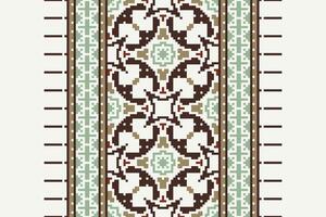 Ghagra Pattern Seamless Mughal architecture Motif embroidery, Pixel Ikat embroidery Design for Print endless arabesque cloth dupatta shawl bandana print silk kurta men vector