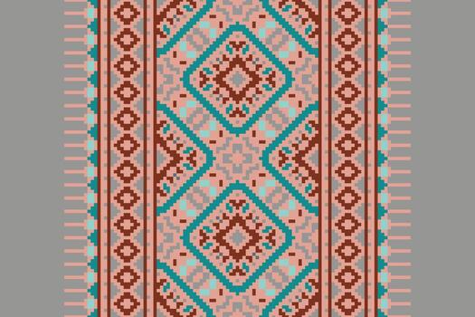 ghagra modelo sin costura Mughal arquitectura motivo bordado, píxel ikat bordado diseño para impresión bufanda hijab modelo pañuelo píxel ikat seda curti modelo Mughal patrones vector