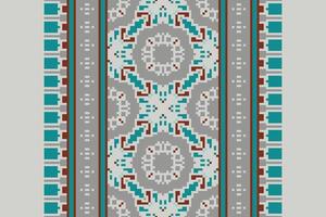 Ghagra Pattern Seamless Mughal architecture Motif embroidery, Pixel Ikat embroidery Design for Print vyshyvanka placemat quilt sarong sarong beach kurtis Indian motifs vector