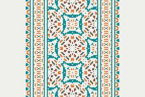 Ghagra Pattern Seamless Scandinavian pattern Motif embroidery, Pixel Ikat embroidery Design for Print Texture fabric saree sari carpet. kurta patola saree vector