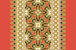 Motif folklore pattern Seamless Native American, Motif embroidery, Pixel Ikat embroidery Design for Print tie dyeing pillowcase sambal puri kurti mughal architecture vector