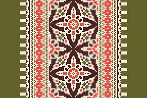 Motif folklore pattern Seamless Native American, Motif embroidery, Pixel Ikat embroidery Design for Print indigenous art aboriginal art pattern floral kurti mughal border vector