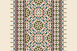 Motif folklore pattern Seamless Native American, Motif embroidery, Pixel Ikat embroidery Design for Print scarf hijab pattern kerchief Pixel Ikat Silk kurti model mughal patterns vector
