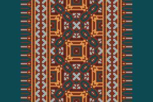 Motif folklore pattern Seamless Native American, Motif embroidery, Pixel Ikat embroidery Design for Print pattern vintage flower folk navajo patchwork pattern vector