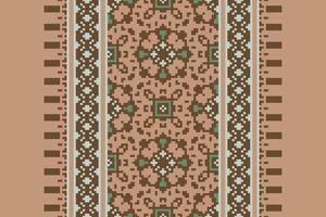 Motif folklore pattern Seamless Bandana print silk Motif embroidery, Pixel Ikat embroidery Design for Print pattern vintage flower folk navajo patchwork pattern vector