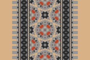 Motif folklore pattern Seamless Mughal architecture Motif embroidery, Pixel Ikat embroidery Design for Print Texture fabric saree sari carpet. kurta patola saree vector