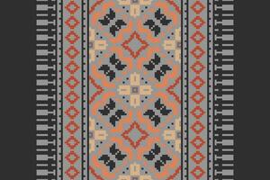 Motif folklore pattern Seamless Mughal architecture Motif embroidery, Pixel Ikat embroidery Design for Print endless arabesque cloth dupatta shawl bandana print silk kurta men vector