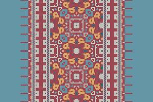Motif folklore pattern Seamless Mughal architecture Motif embroidery, Pixel Ikat embroidery Design for Print pattern vintage flower folk navajo patchwork pattern vector
