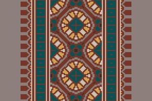 Motif folklore pattern Seamless Scandinavian pattern Motif embroidery, Pixel Ikat embroidery Design for Print Texture fabric saree sari carpet. kurta patola saree vector