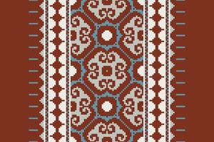 Motif folklore pattern Seamless Mughal architecture Motif embroidery, Pixel Ikat embroidery Design for Print figure tribal ink on cloth patola sari vector