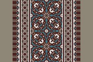 Motif folklore pattern Seamless Scandinavian pattern Motif embroidery, Pixel Ikat embroidery Design for Print indigenous art aboriginal art pattern floral kurti mughal border vector