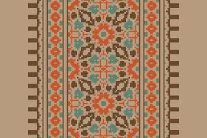 Motif folklore pattern Seamless Scandinavian pattern Motif embroidery, Pixel Ikat embroidery Design for Print scandinavian pattern saree ethnic nativity gypsy pattern vector