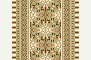 Silk fabric Patola sari Pattern Seamless Bandana print silk Motif embroidery, Pixel Ikat embroidery Design for Print pattern vintage flower folk navajo patchwork pattern vector