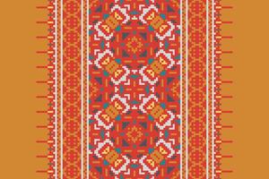 Silk fabric Patola sari Pattern Seamless Mughal architecture Motif embroidery, Pixel Ikat embroidery Design for Print Texture fabric saree sari carpet. kurta patola saree vector