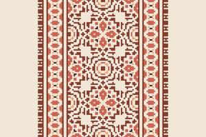 Silk fabric Patola sari Pattern Seamless Scandinavian pattern Motif embroidery, Pixel Ikat embroidery Design for Print endless arabesque cloth dupatta shawl bandana print silk kurta men vector
