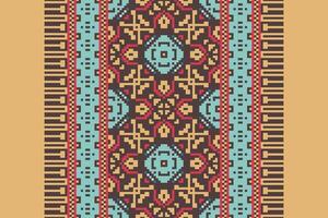 Silk fabric Patola sari Pattern Seamless Scandinavian pattern Motif embroidery, Pixel Ikat embroidery Design for Print Texture fabric saree sari carpet. kurta patola saree vector