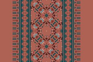 Nordic pattern Seamless Native American, Motif embroidery, Pixel Ikat embroidery Design for Print pattern vintage flower folk navajo patchwork pattern vector