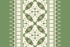 Nordic pattern Seamless Mughal architecture Motif embroidery, Pixel Ikat embroidery Design for Print endless arabesque cloth dupatta shawl bandana print silk kurta men vector