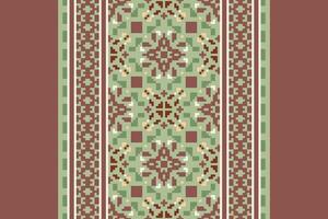 Nordic pattern Seamless Mughal architecture Motif embroidery, Pixel Ikat embroidery Design for Print vyshyvanka placemat quilt sarong sarong beach kurtis Indian motifs vector