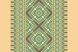 Nordic pattern Seamless Mughal architecture Motif embroidery, Pixel Ikat embroidery Design for Print Texture fabric saree sari carpet. kurta patola saree vector