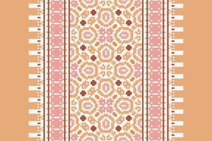 Nordic pattern Seamless Mughal architecture Motif embroidery, Pixel Ikat embroidery Design for Print figure tribal ink on cloth patola sari vector