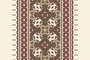 Nordic pattern Seamless Mughal architecture Motif embroidery, Pixel Ikat embroidery Design for Print egyptian pattern tibetan mandala bandanna vector