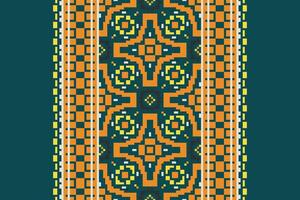 Navajo pattern Seamless Bandana print silk Motif embroidery, Pixel Ikat embroidery Design for Print Texture fabric saree sari carpet. kurta patola saree vector