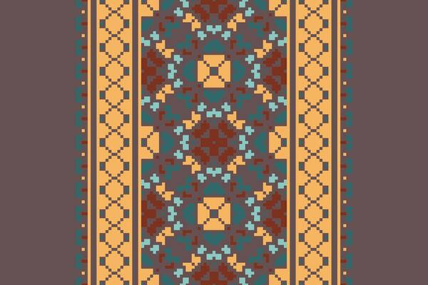 Navajo pattern Seamless Bandana print silk Motif embroidery, Pixel Ikat embroidery Design for Print border embroidery ancient egypt